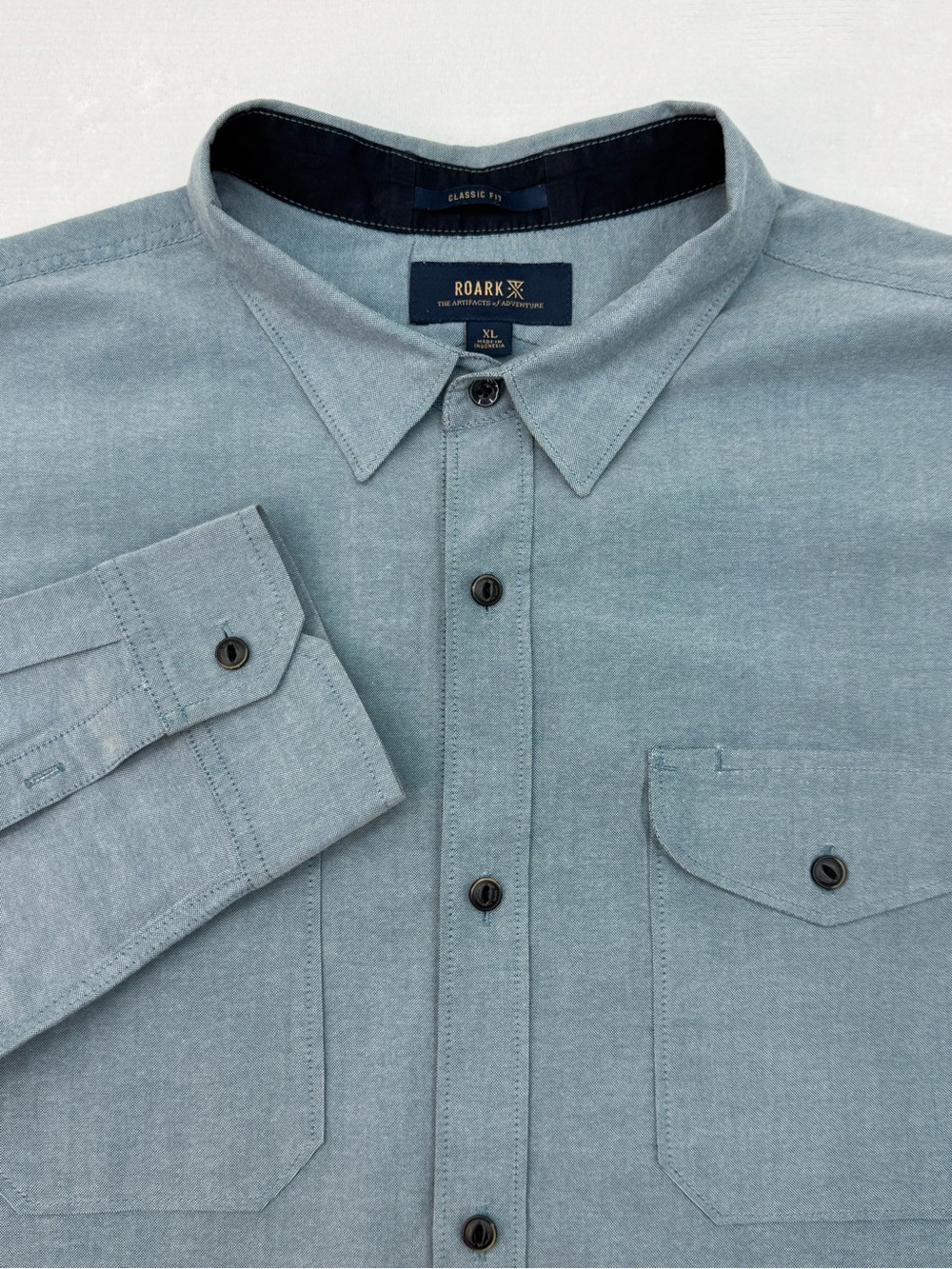Roark Men's XL Classic Fit Long Sleeve Button Down Oxford Shirt Light Blue